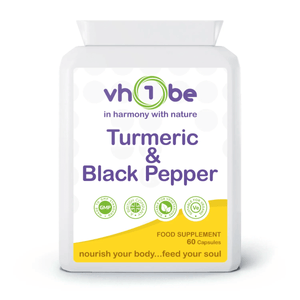 Turmeric with Black Pepper Extract | 500mg | Capsules | 60 Count | Supports joint mobility and everyday wellbeing – vh1be by vh1be – Ayurvedic & Scientific Wellness made in the UK |
