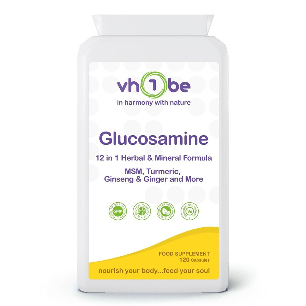 Vegan Glucosamine Complex Plus | Capsules | 120 Count | Supports general wellbeing – vh1be by vh1be – Ayurvedic & Scientific Wellness made in the UK |