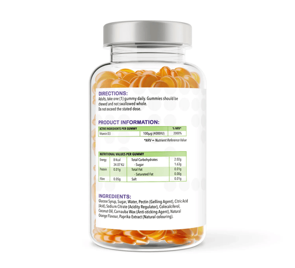 Vitamin D3 150 Orange Flavour Gummies | 4000iu | Gummies | Supports bone and immune system function – vh1be by vh1be – Ayurvedic & Scientific Wellness made in the UK |