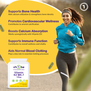 Vitamin K2 MK - 7 100mcg Capsules | Bone & Heart Health – vh1be by vh1be – Ayurvedic & Scientific Wellness made in the UK |